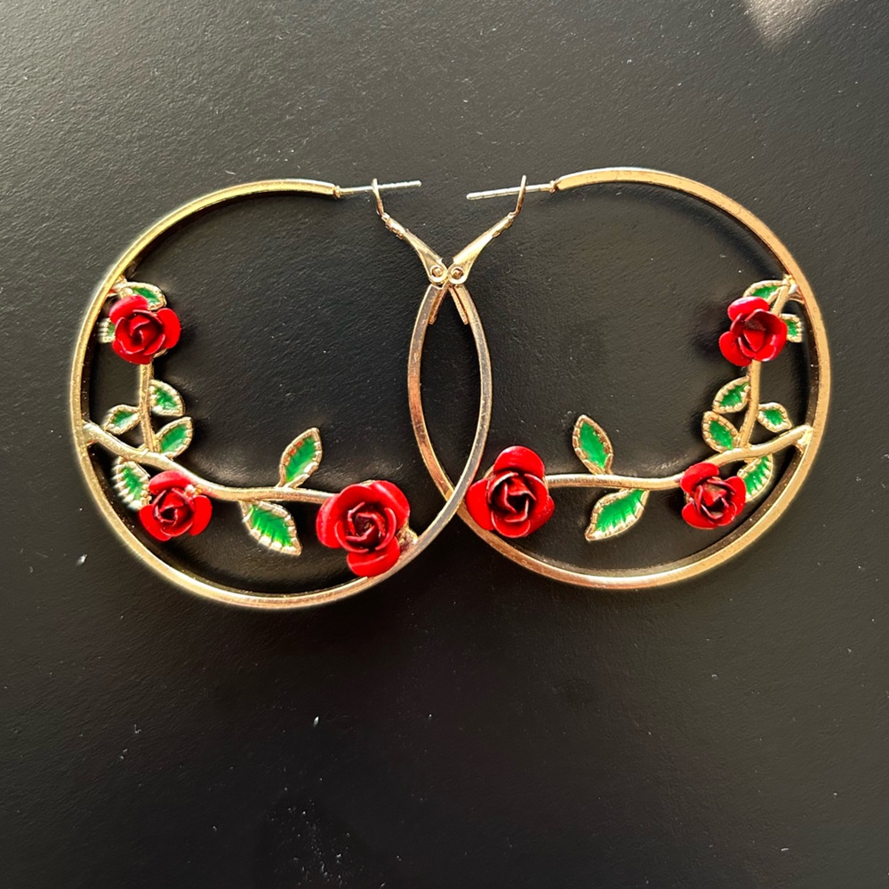 Gold Rose Hoops